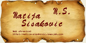 Matija Šišaković vizit kartica